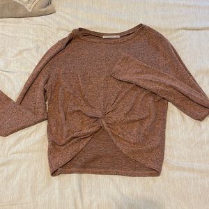 Rose Heathered long sleeve crop top